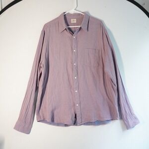 Faherty XXL‎ Button Up Shirt Long Sleeve Pink Blue Check Organic Cotton Flannel
